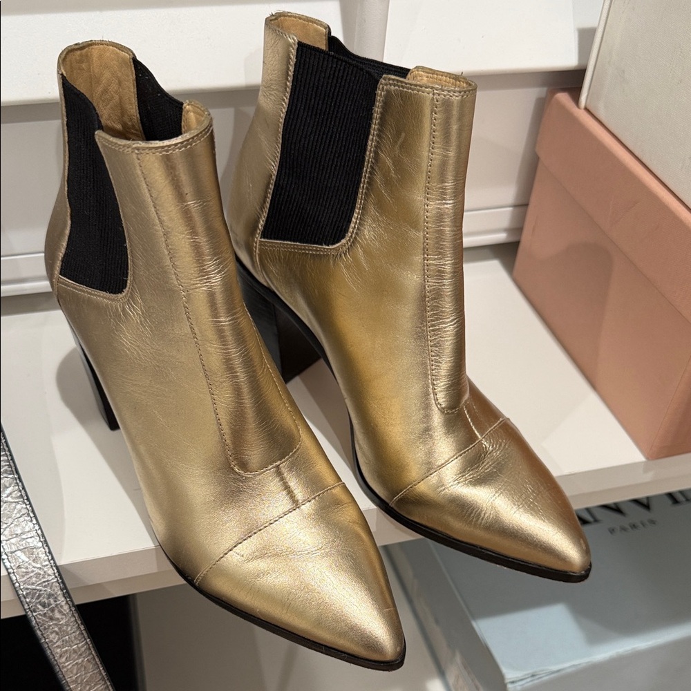 SCHUTZ Metallic Gold Ankle Boots